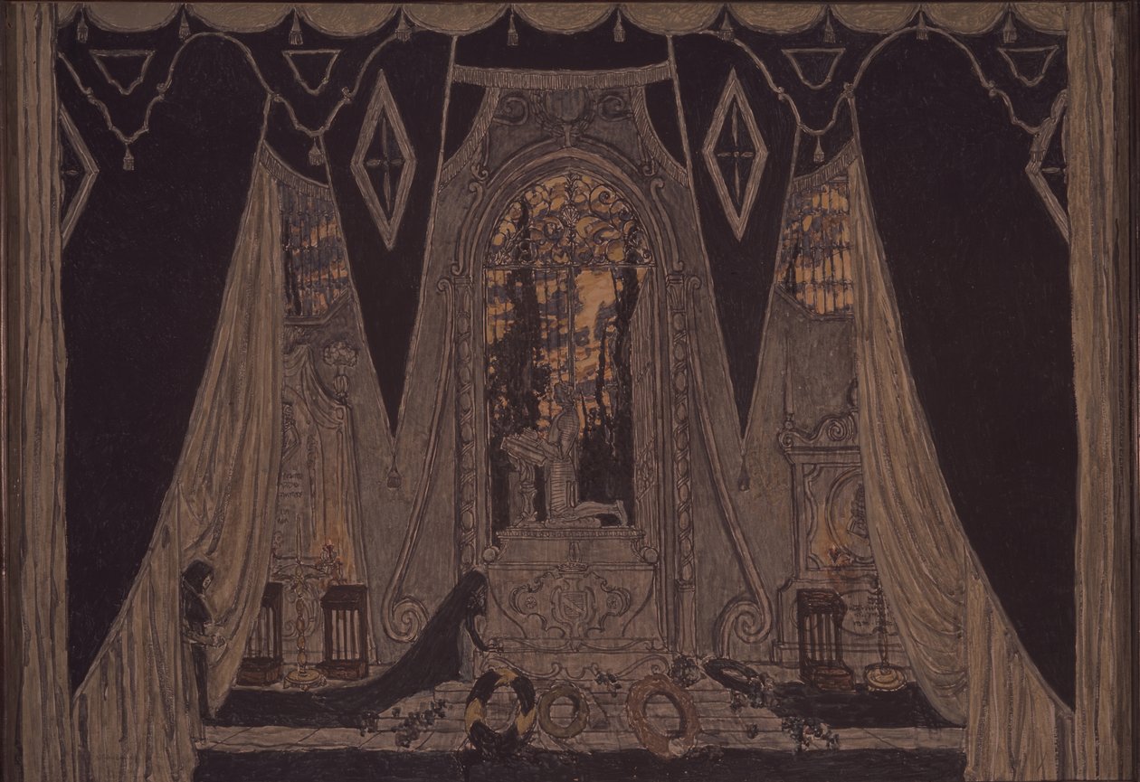 Toneelontwerp voor het stuk Don Juan door J.-B. Molière, 1910 door Aleksandr Jakovlevic Golovin