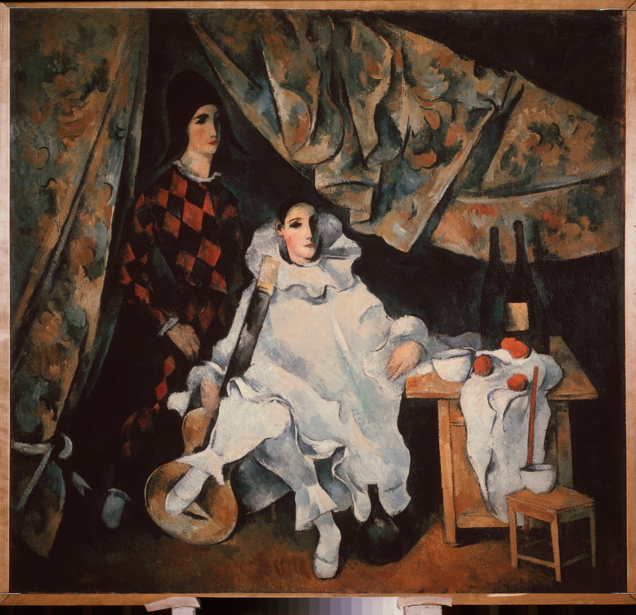 De jonglerende broers Cyrano. (in kostuum van Pierrot en Arlecchino) door Aleksandr Vasilievich Shevchenko