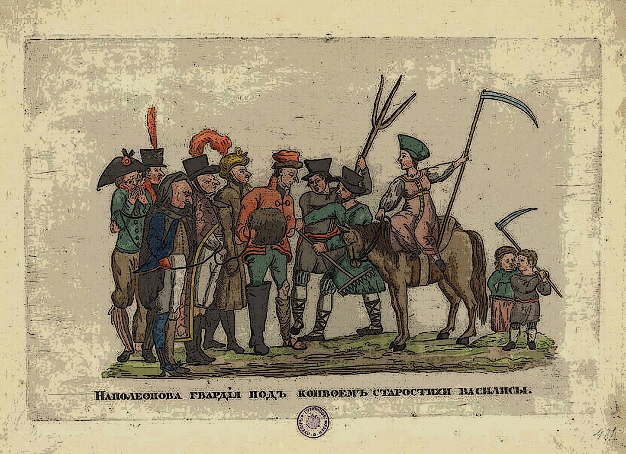 Grande Armée onder escorte van Starosta Vasilisa, na 1812 door Aleksei Gavrilovich Venetsianov