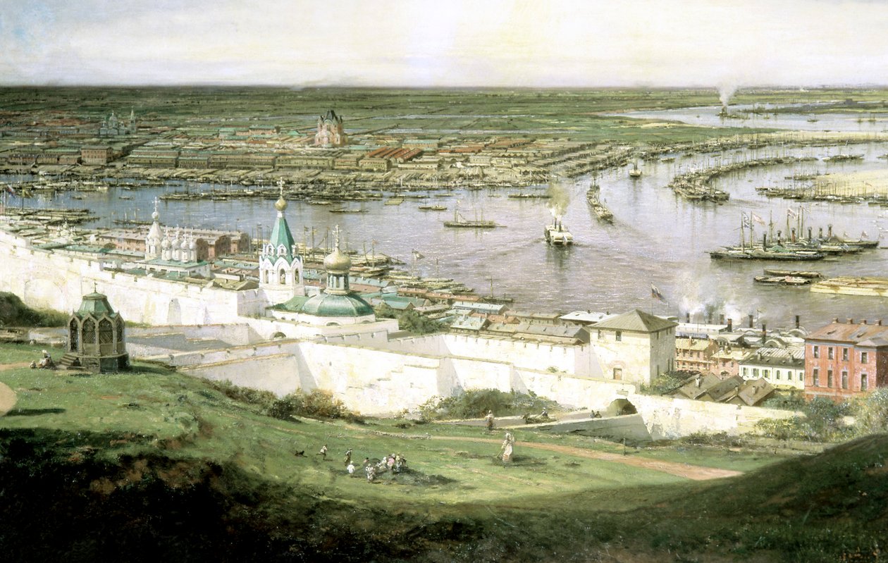 Uitzicht op Nizhny Novgorod door Aleksey Bogolyubov