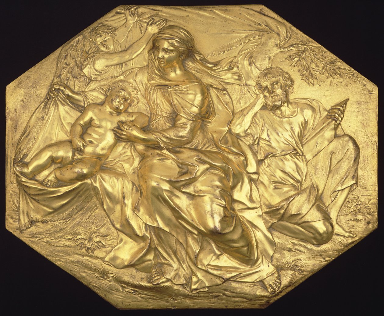 De rust tijdens de vlucht naar Egypte, reliëf, ca. 1635-40 door Alessandro Algardi