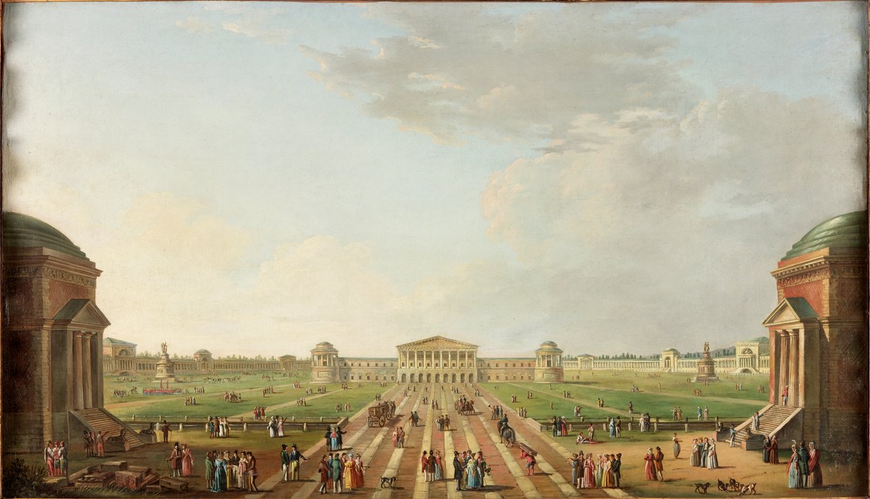 Uitzicht op het geplande Foro Bonaparte, Milaan, c.1800 door Alessandro Sanquirico