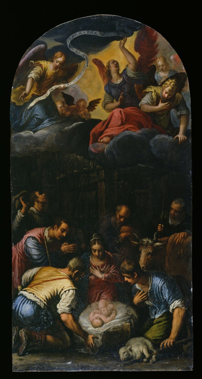 De Aanbidding van de Herders, ca. 1600-10 door Alessandro Turchi