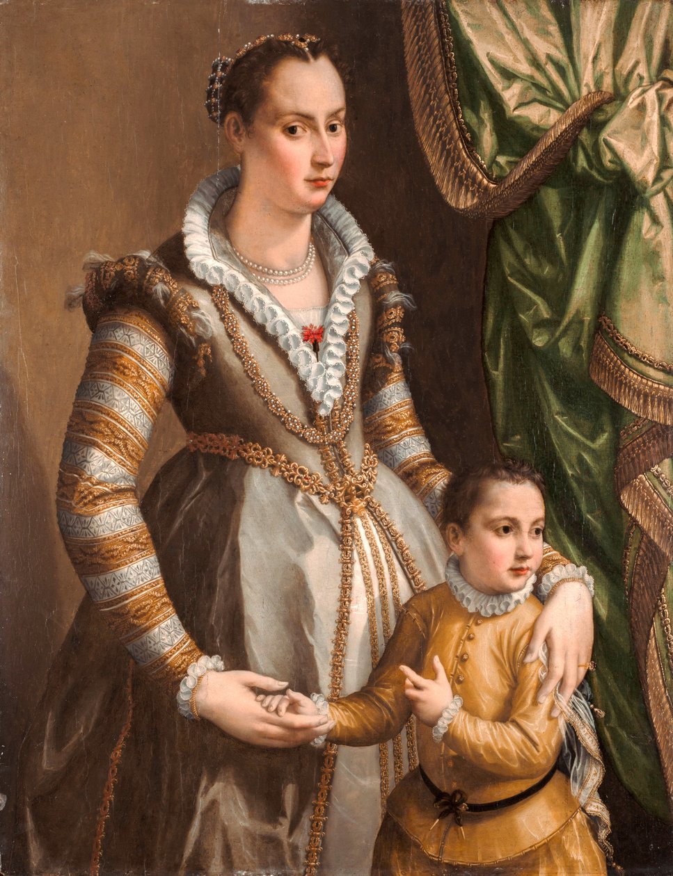 Portret van een Edelvrouw met haar Zoon door Alessandro Allori