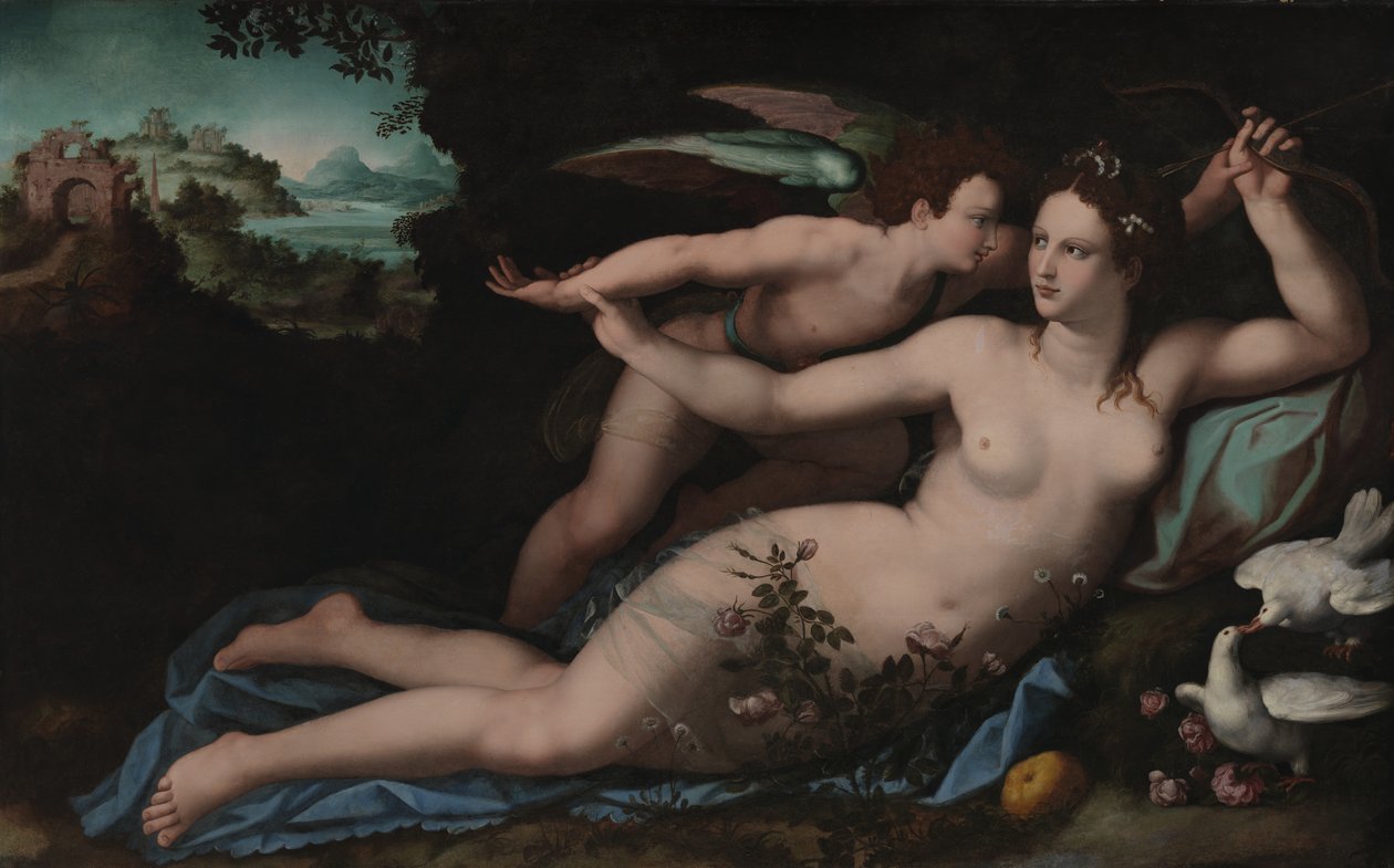 Venus ontwapent Cupido door Alessandro Allori
