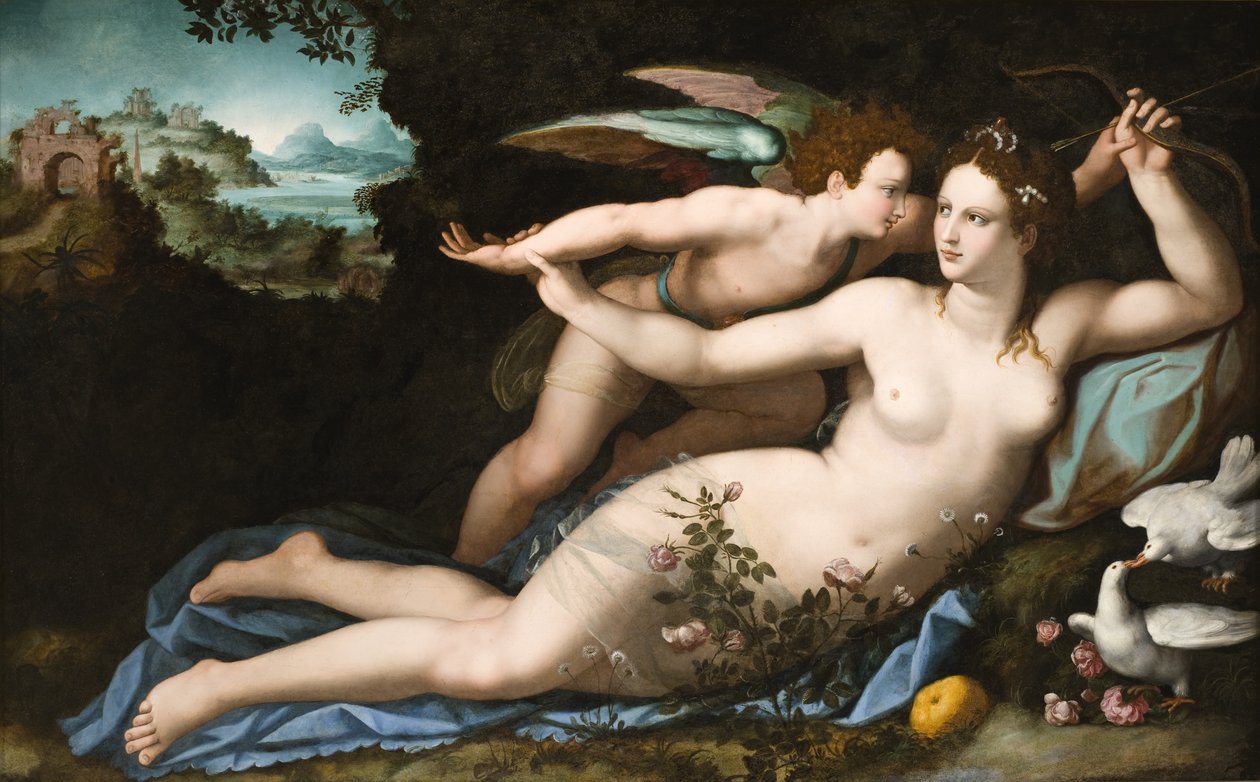 Venus ontwapent Cupido door Alessandro Allori