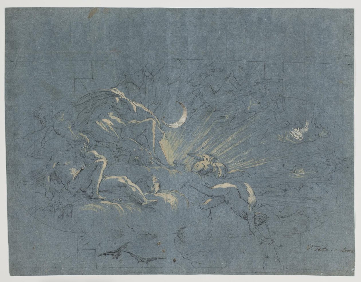 Selene en Endymion, ontwerp voor een plafondschildering door Alessandro Gherardini