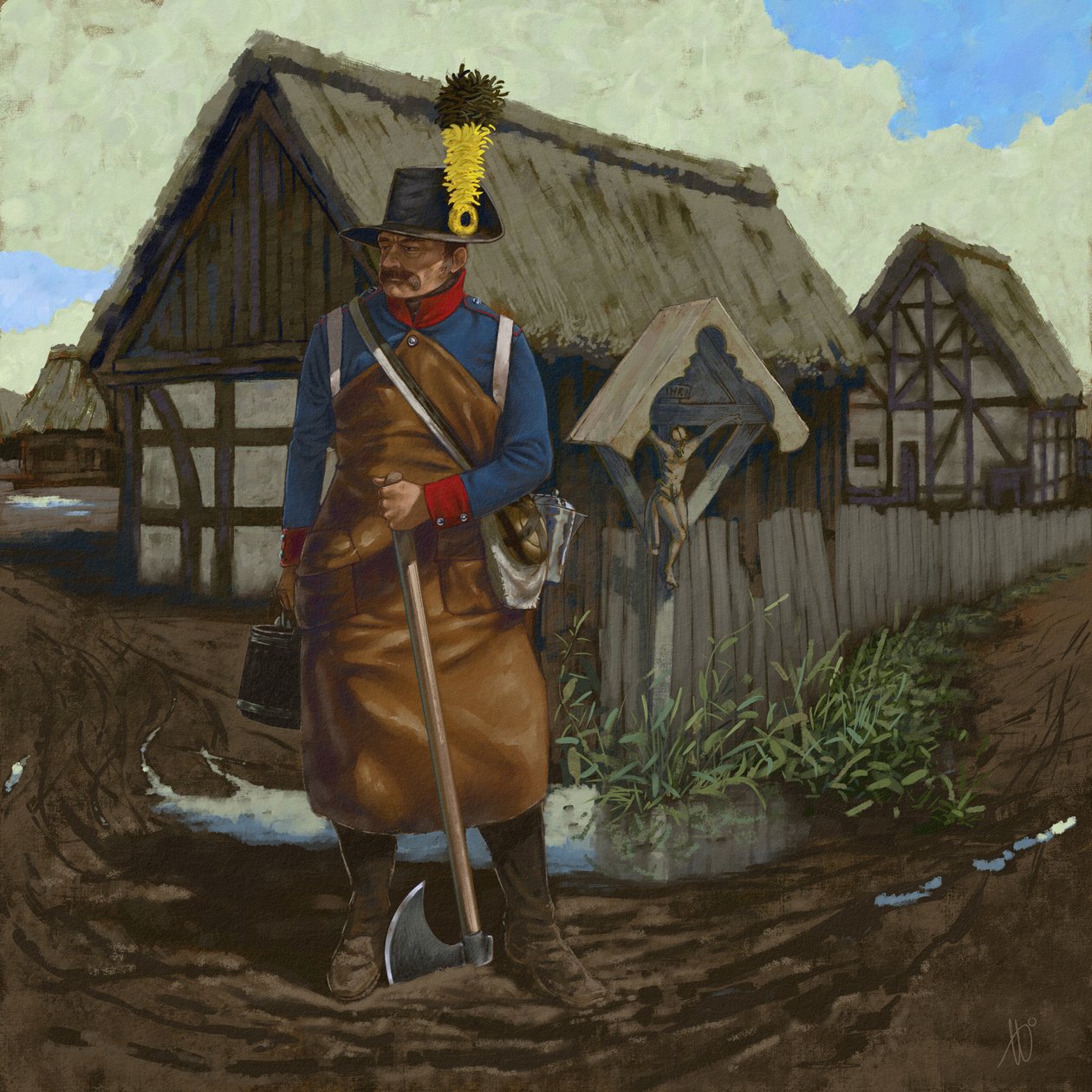 Oostenrijkse pionierssoldaat, circa 1809, 2018 door Alessandro Lonati