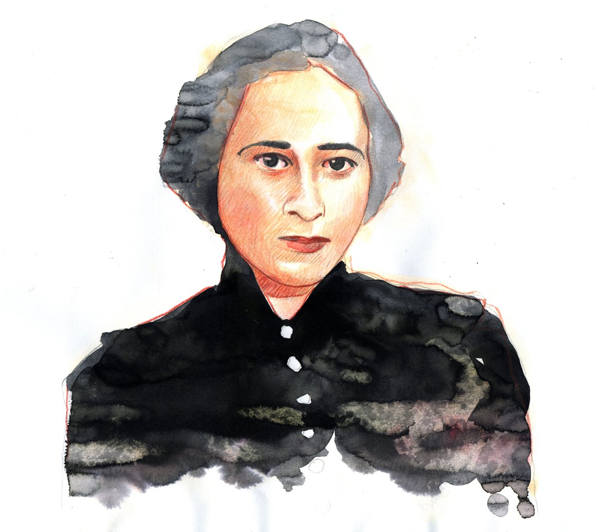 Hannah Arendt (1906-1975), Duitse politieke wetenschapper en filosoof, genaturaliseerd Amerikaan - Illustratie door Alessandro Lonati door Alessandro Lonati
