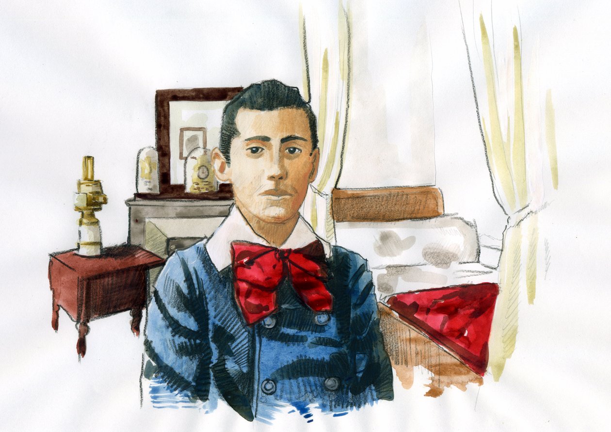 Marcel Proust jong in de kamer van zijn tante Elisabeth door Alessandro Lonati