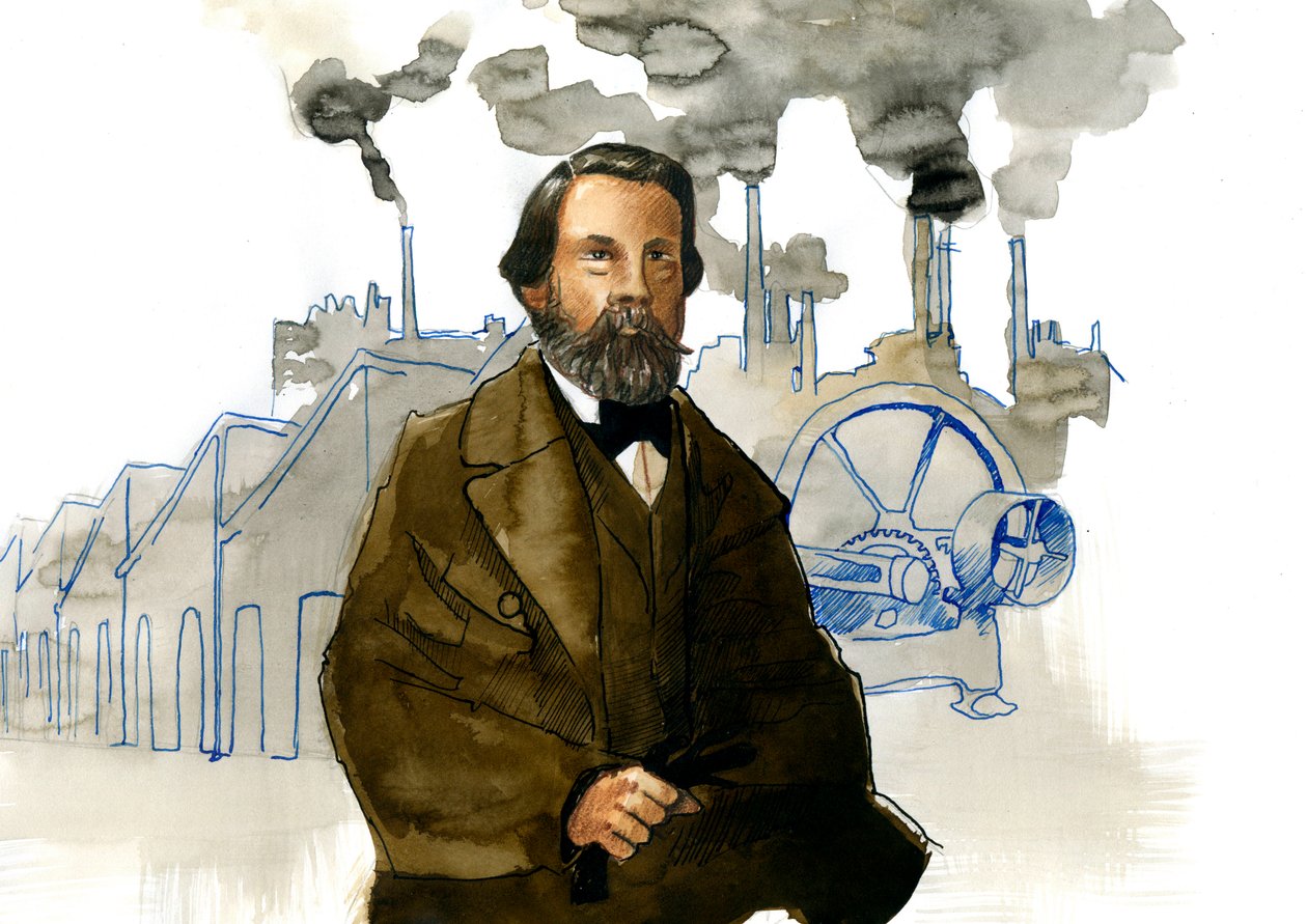 Portret van Friedrich Engels (1820-1895), Duitse socialistische theoreticus en politicus door Alessandro Lonati