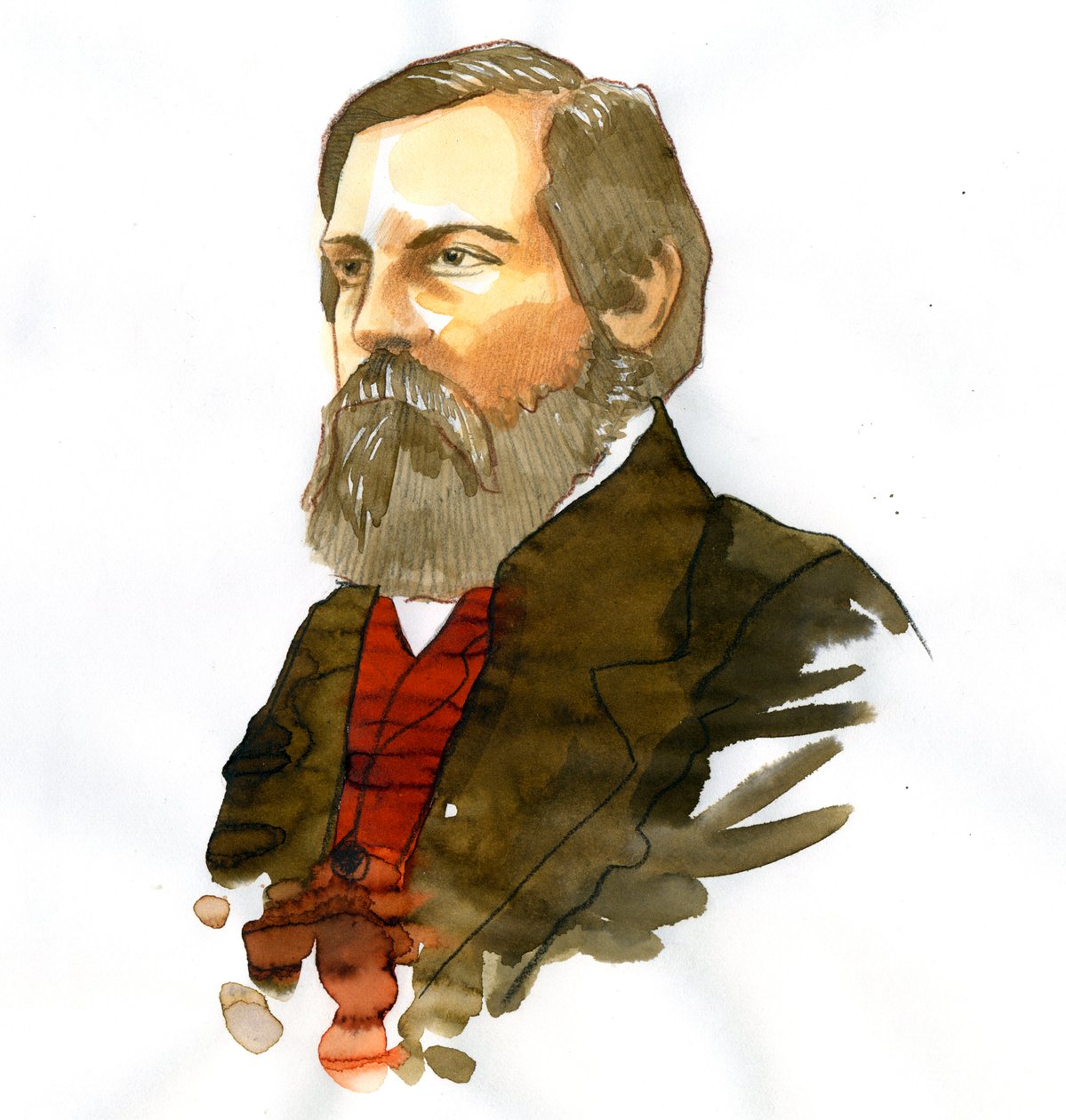 Portret van Friedrich Engels (1820-1895), Duitse socialistische theoreticus en politicus door Alessandro Lonati