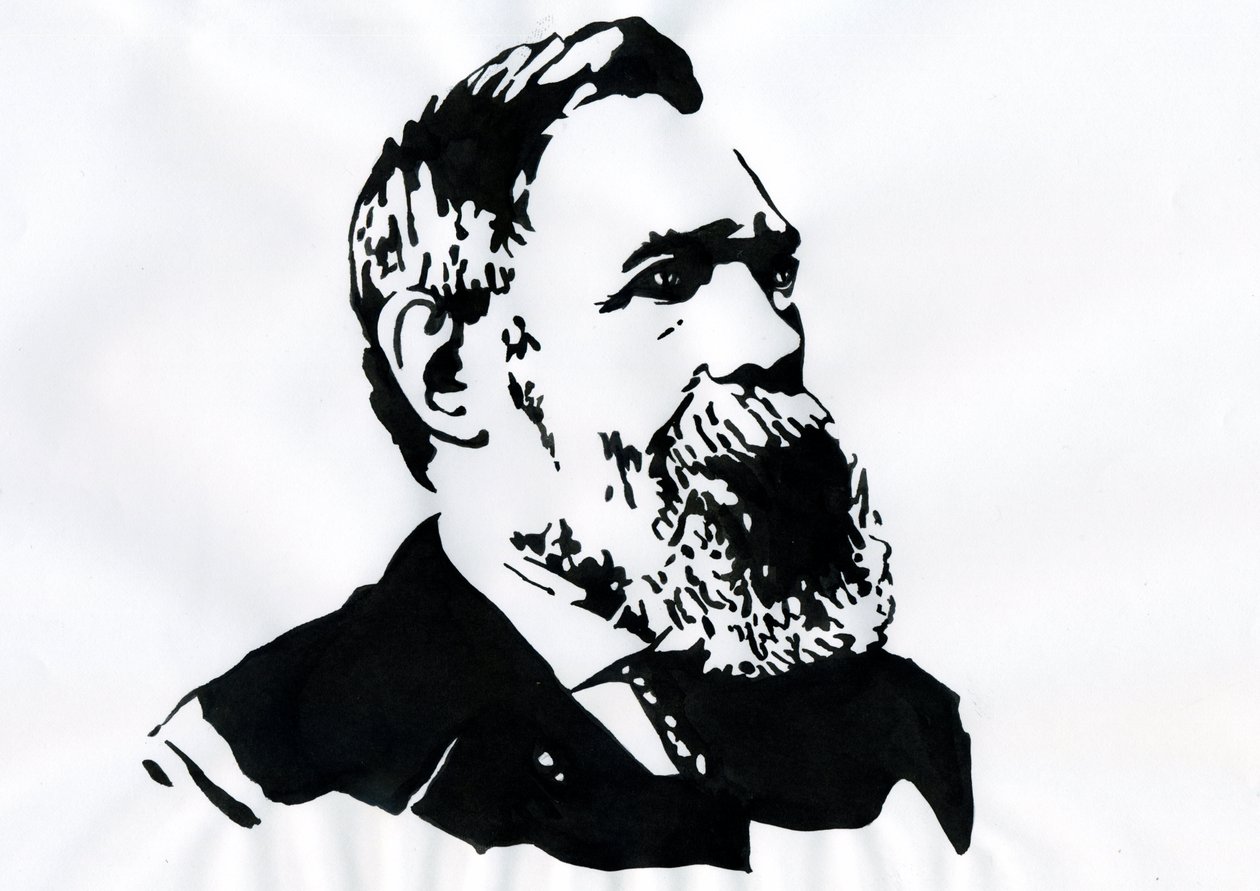 Portret van Friedrich Engels (1820-1895), Duitse socialistische theoreticus en politicus door Alessandro Lonati