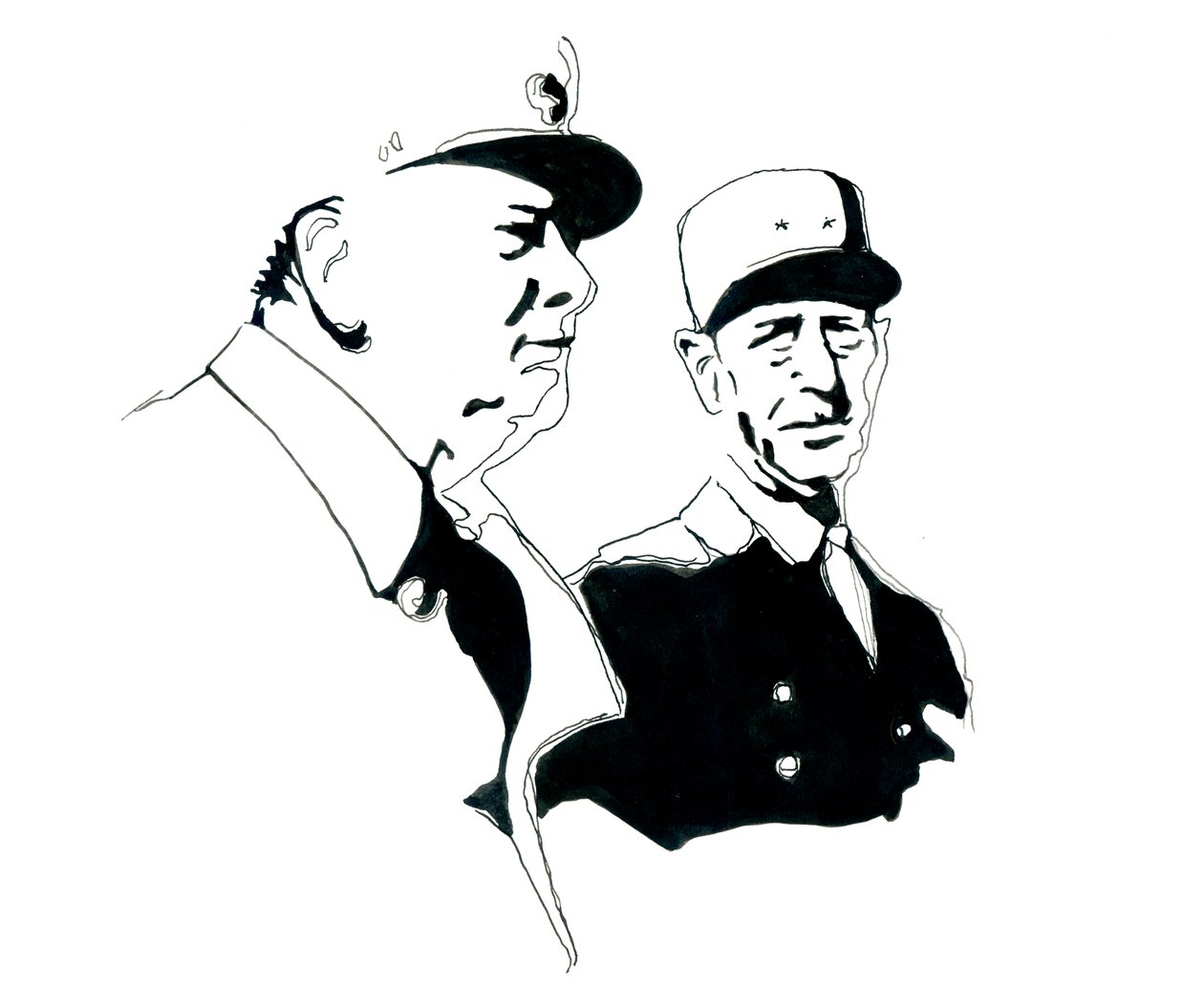 Portret van generaal Charles de Gaulle en Winston Churchill door Alessandro Lonati