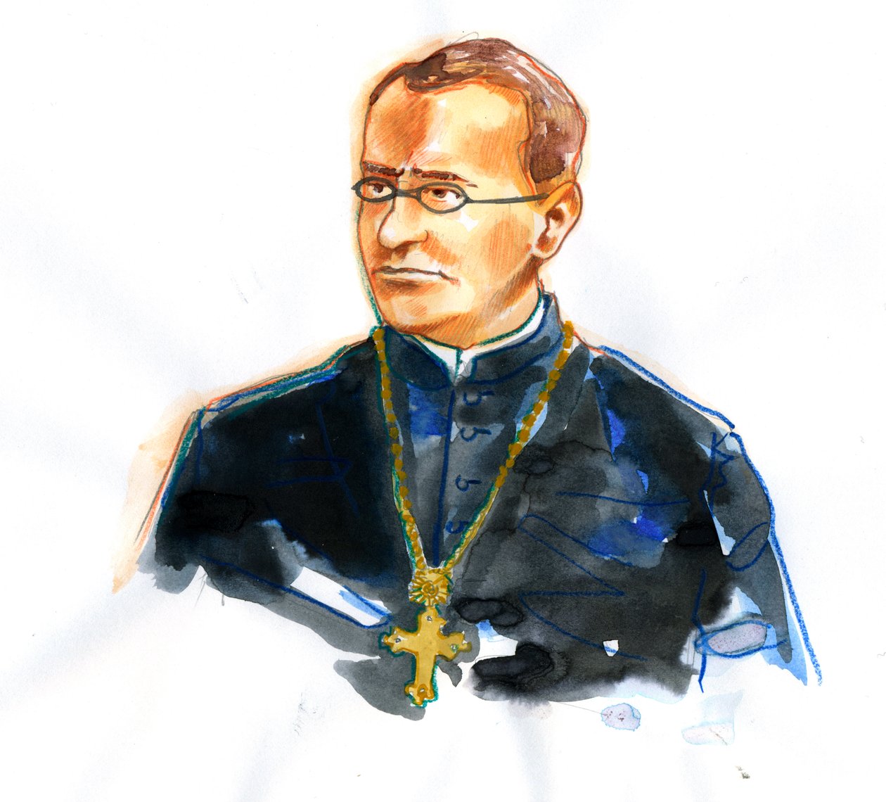 Portret van Gregor Mendel (1822-1884) katholieke monnik en botanicus, grondlegger van de genetica door Alessandro Lonati