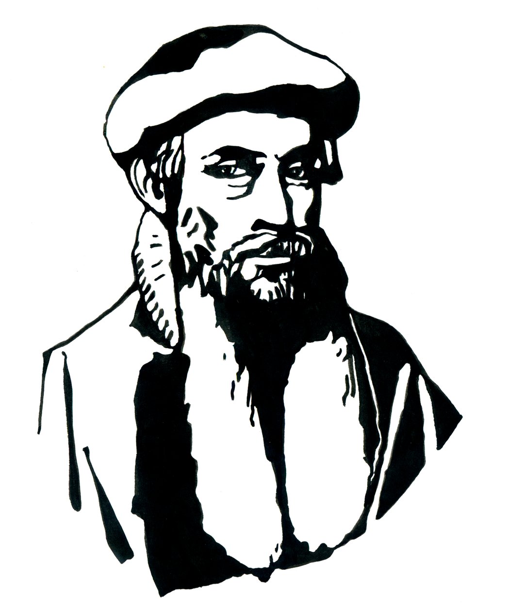 Portret van Johannes Gensfleisch genaamd Gutenberg (1400-1468), Duitse drukker Illustratie door Alessandro Lonati door Alessandro Lonati
