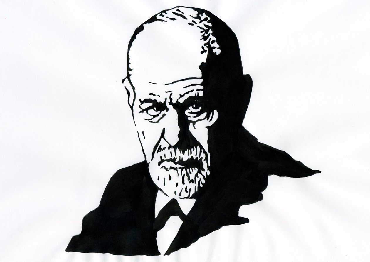 Portret van Sigmund Freud (1856-1939), Oostenrijkse psychiater (Illustratie door Alessandro Lonati) door Alessandro Lonati