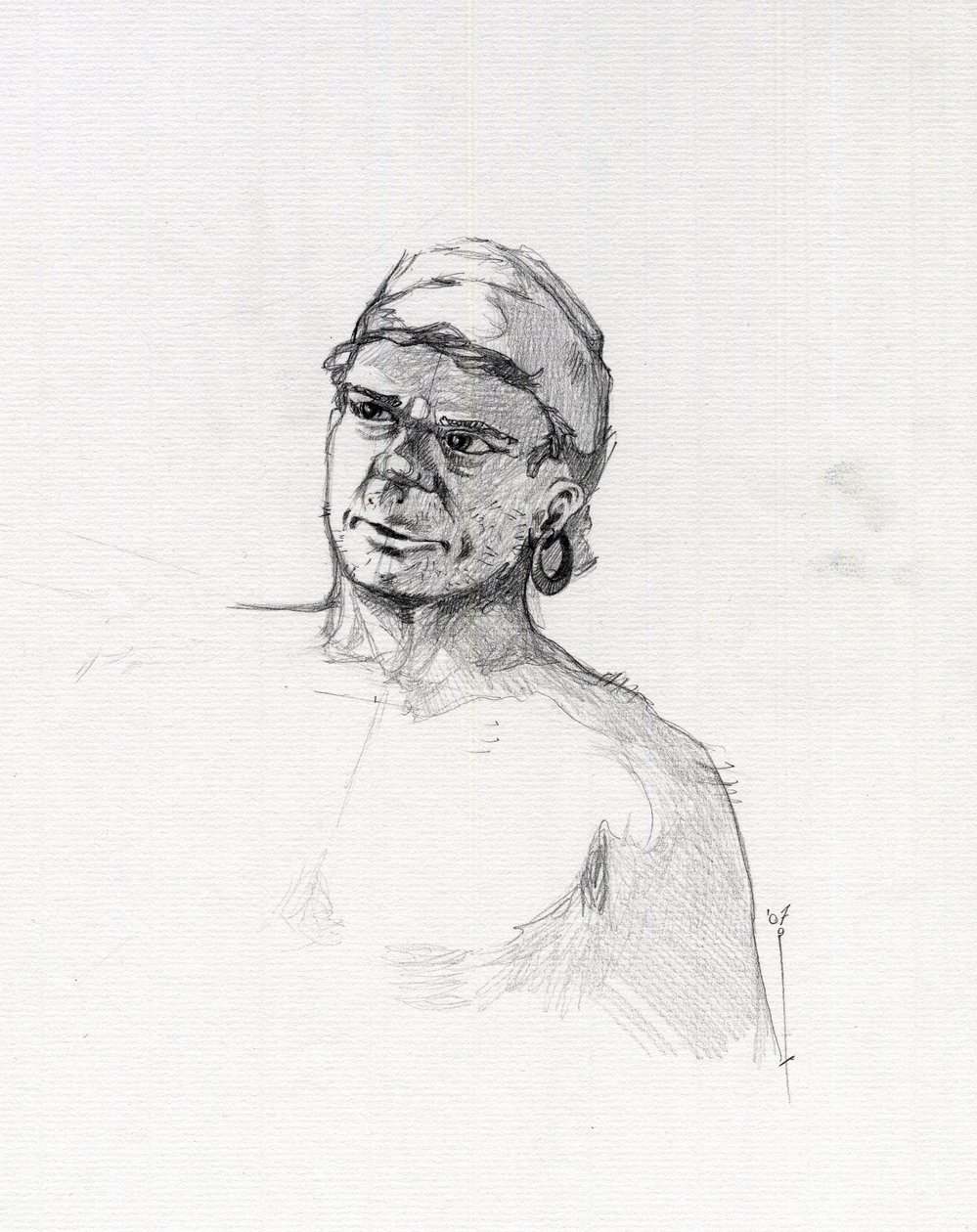 Portret van een piraat (kaper) of buste van een matroos (Illustratie) door Alessandro Lonati