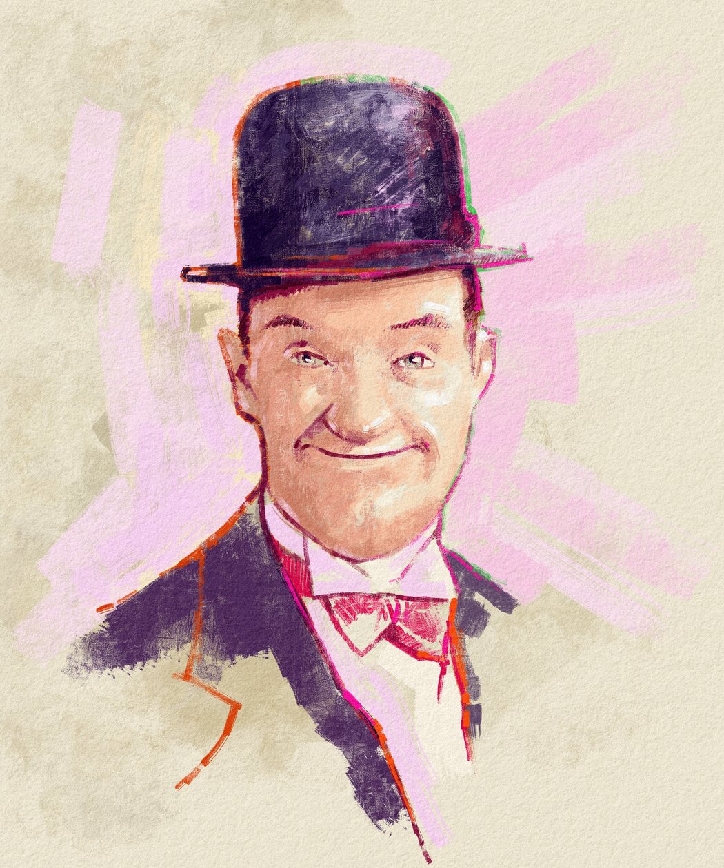 Portret van komiek Stan Laurel (illustratie) door Alessandro Lonati