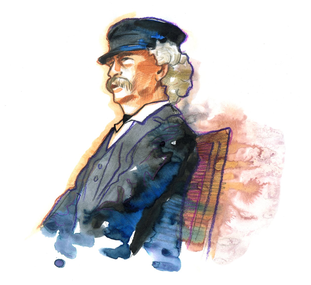 Portret van de Amerikaanse schrijver Mark Twain (1835-1910) door Alessandro Lonati