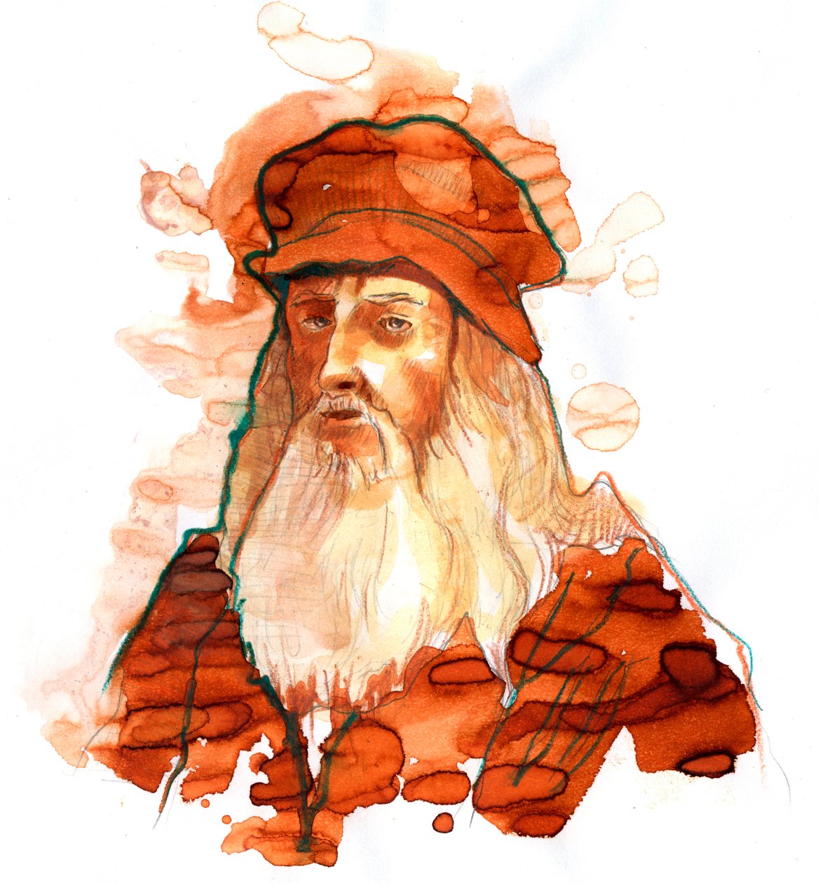 Portret van de Italiaanse kunstenaar en wetenschapper Leonardo da Vinci (1452-1519) door Alessandro Lonati
