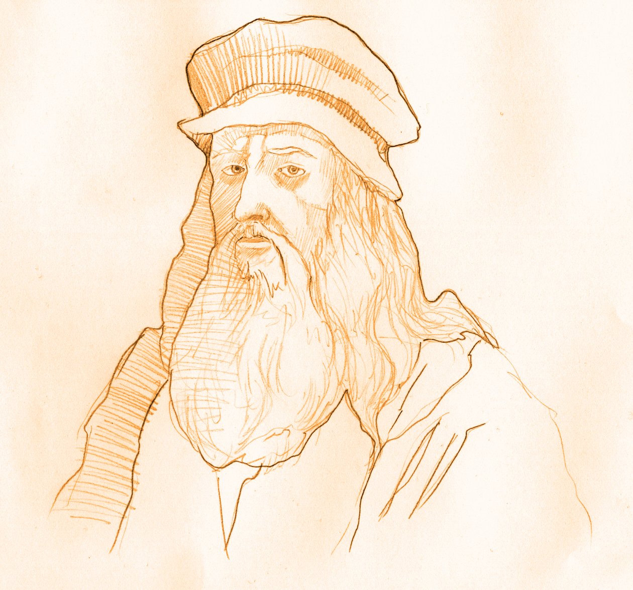 Portret van de Italiaanse kunstenaar en wetenschapper Leonardo da Vinci (1452-1519) door Alessandro Lonati