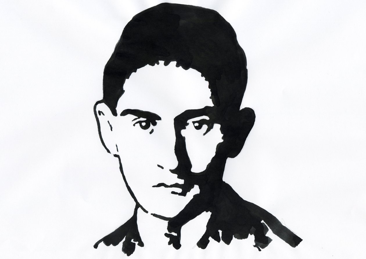 Portret van de Praagse schrijver Franz Kafka (1883-1924) door Alessandro Lonati