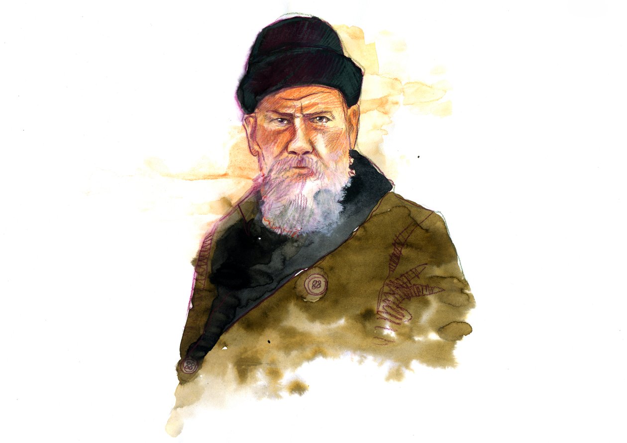 Portret van de Russische schrijver Lev Nikolajevitsj Tolstoj (1828-1910) door Alessandro Lonati
