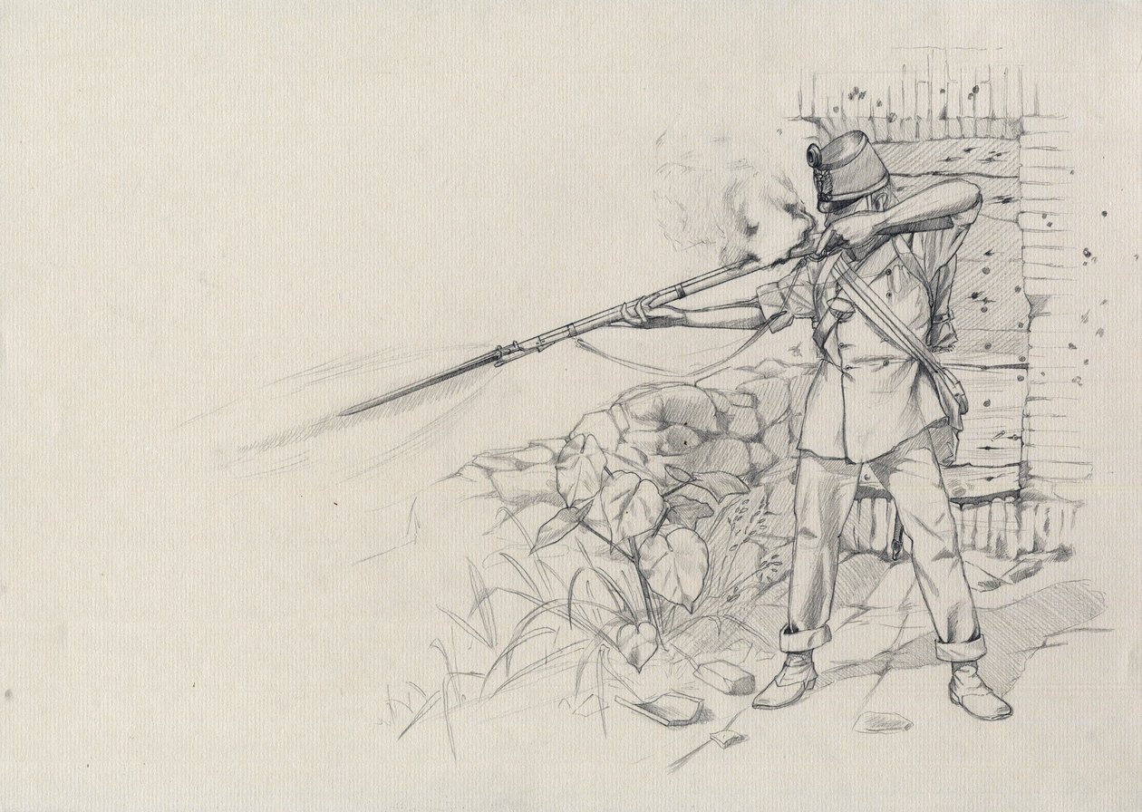 Tweede Keizerrijk (1852-1870): infanterist schietend, soldaat van het Oostenrijkse leger, Oostenrijks-Hongaars door Alessandro Lonati