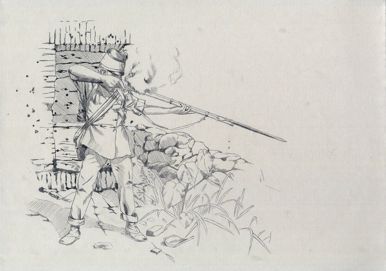 Tweede Keizerrijk (1852-1870): infanterist die schiet, soldaat van het Oostenrijkse leger, Oostenrijks-Hongaars door Alessandro Lonati