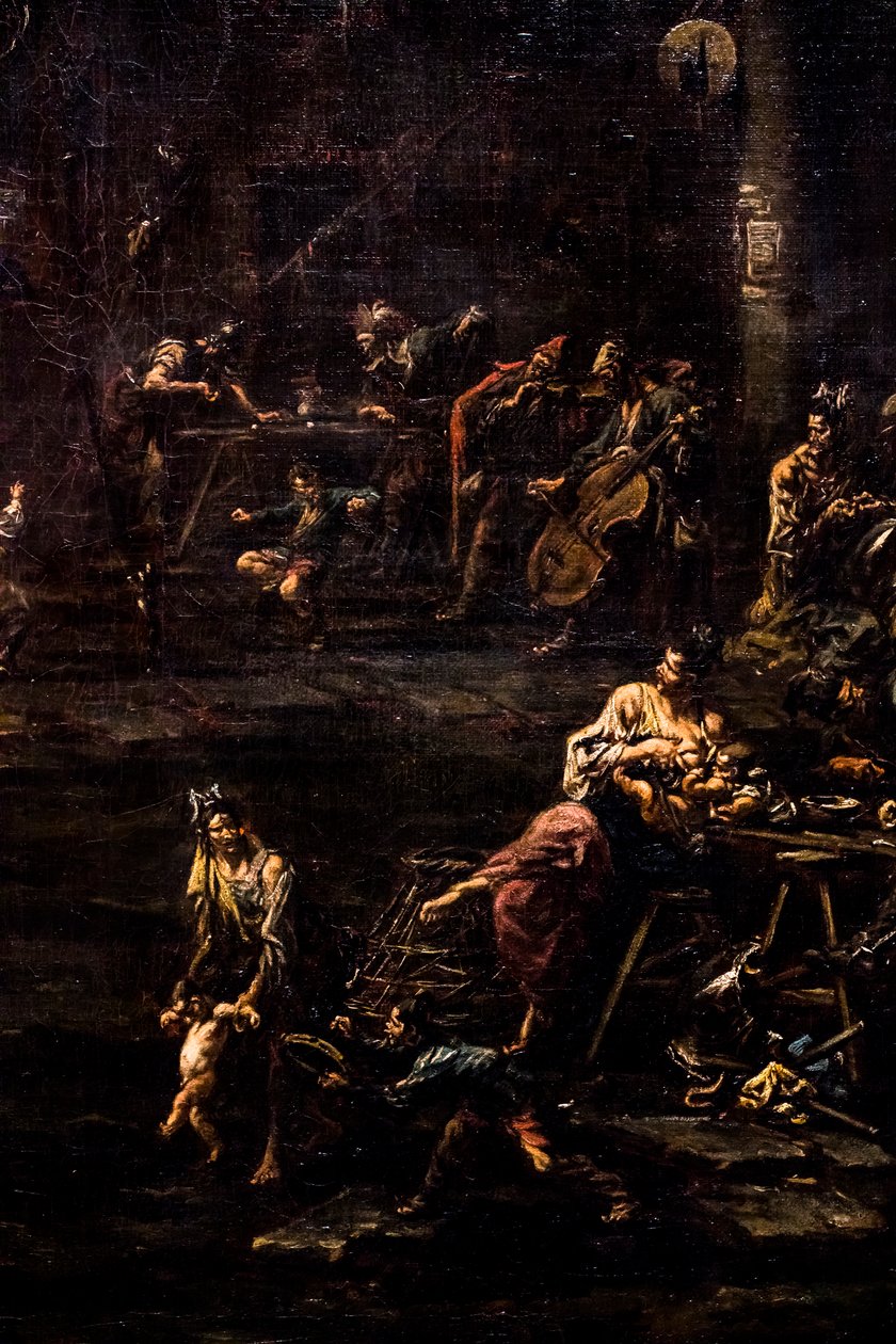 Gokkers, soldaten en vagebonden, ca. 1720/30 (Olieverf op doek) door Alessandro Magnasco