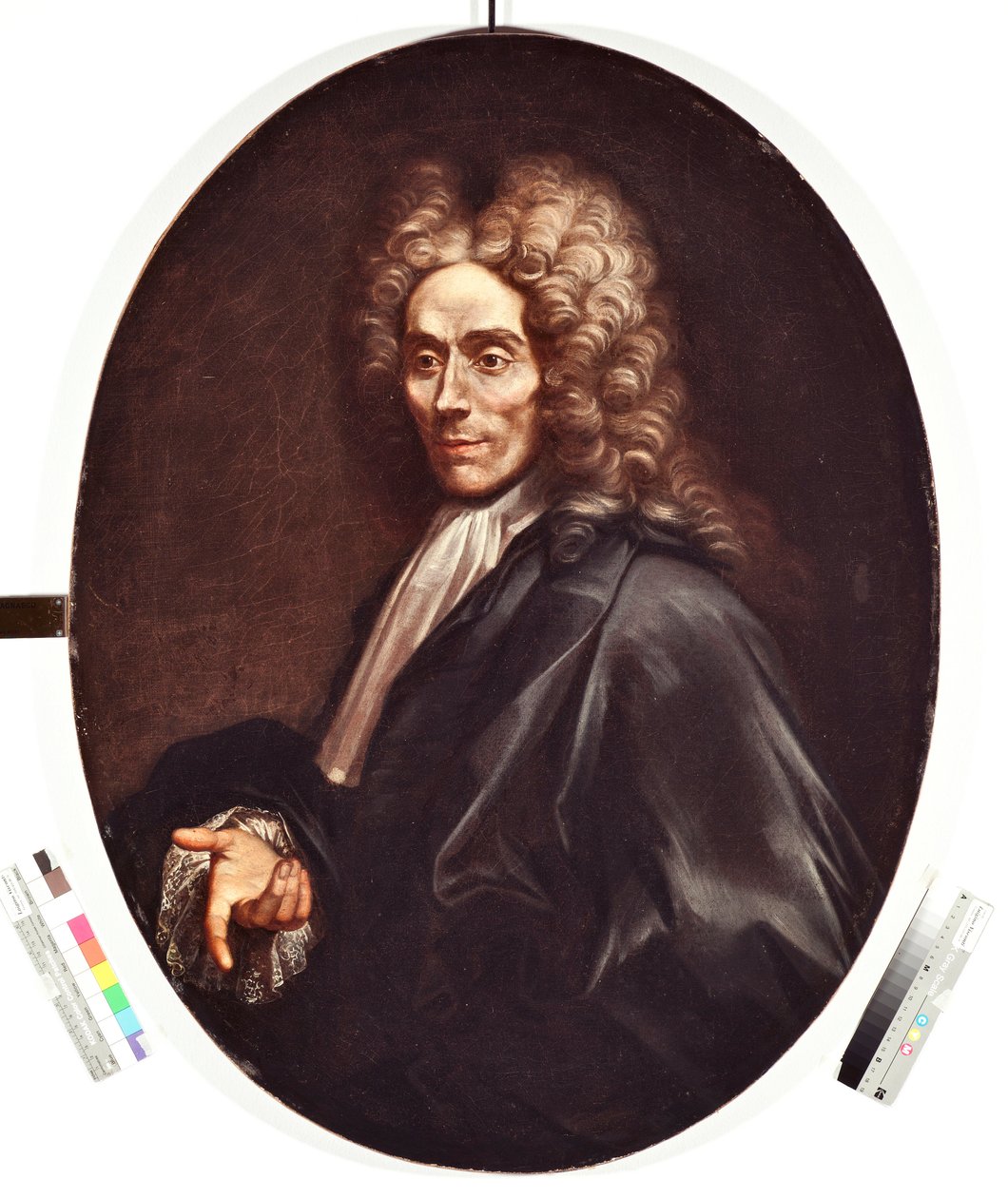 Portret van een man van adel, met pruik en zwarte jurk. Schilderij door Alessandro Magnasco door Alessandro Magnasco