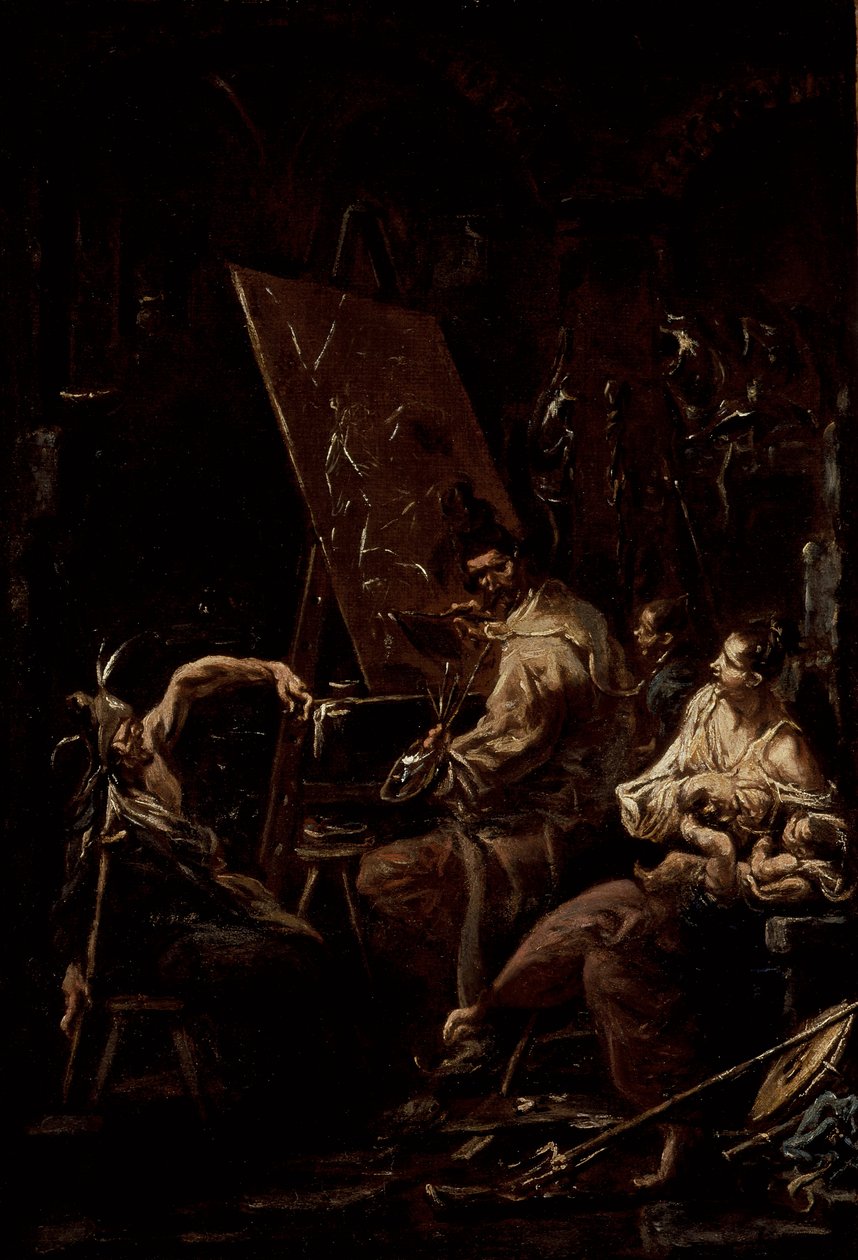 Het atelier van de kunstenaar door Alessandro Magnasco