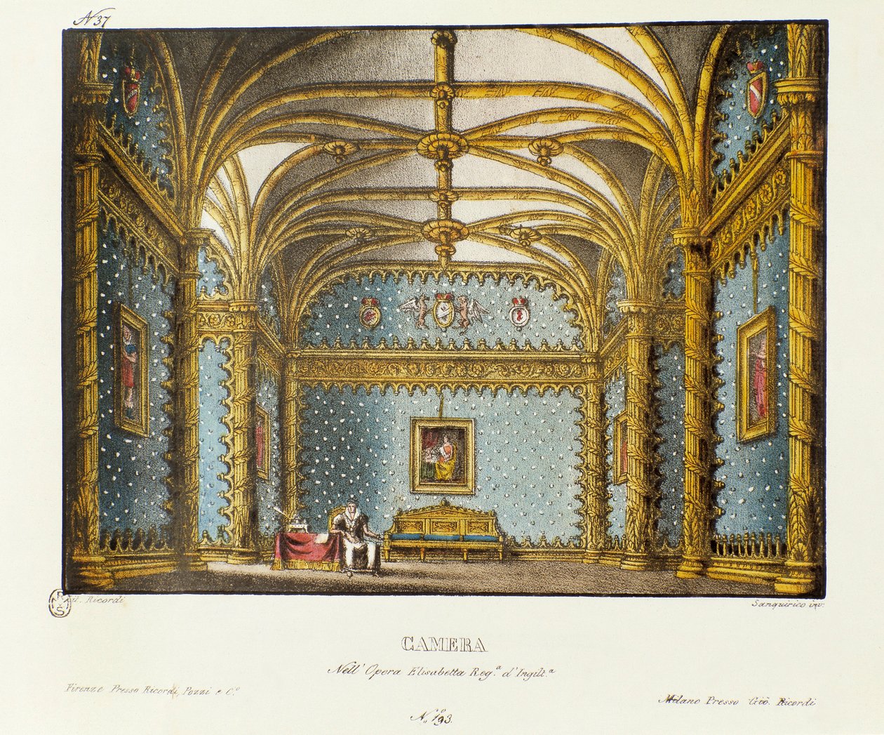 De slaapkamer van het Koninklijk Paleis Scenografie voor de uitvoering van de opera 