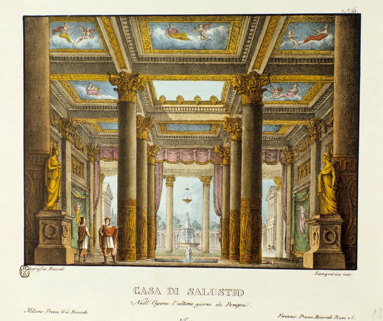 Uitzicht op het Huis van Salustio. Scenografie voor de voorstelling van Giovanni Pacini