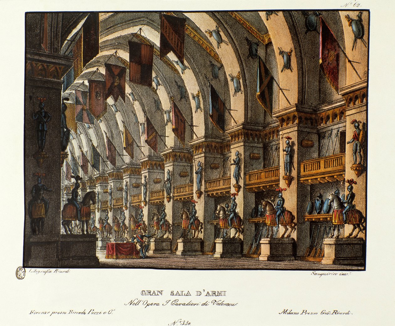 Uitzicht op de grote wapenkamer Scenografie voor de uitvoering van de opera 