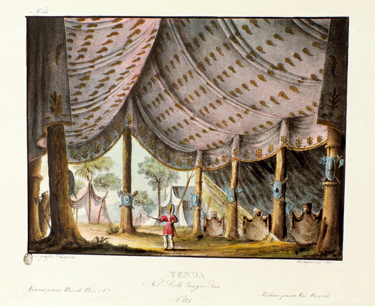 Zicht op de koninklijke tent van Dzjengis Khan door Alessandro Sanquirico