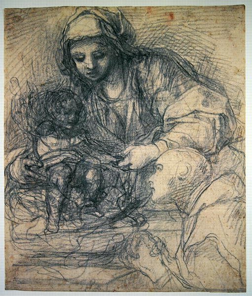 De Madonna en Kind met een Kartuizer Monnik door Alessandro Tiarini