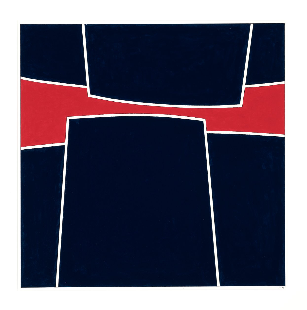 Druk Blauw op Rood, 2023 door Alex Dunn