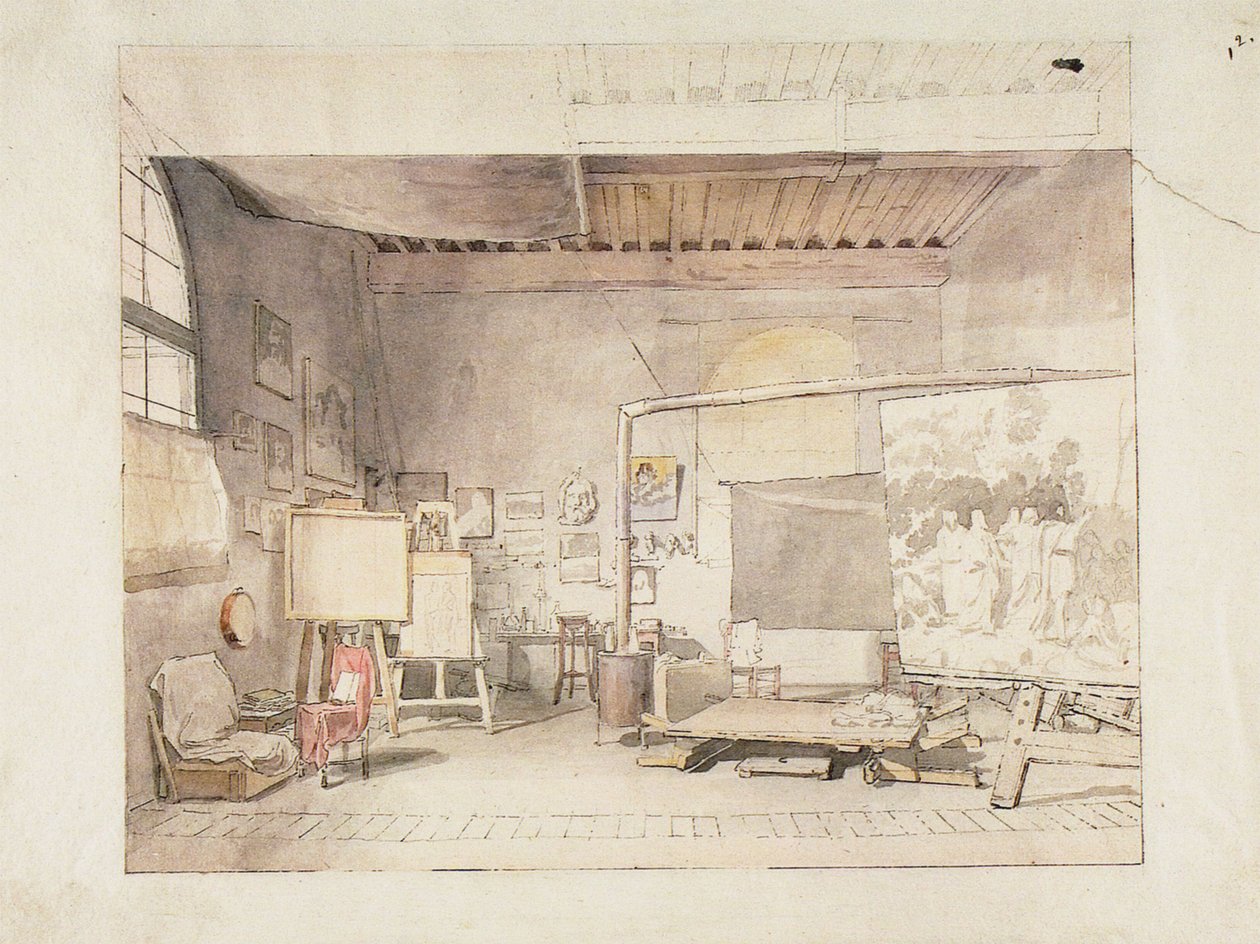 Het atelier van Alexander Ivanov in Rome door Alexander Andreyevich Ivanov