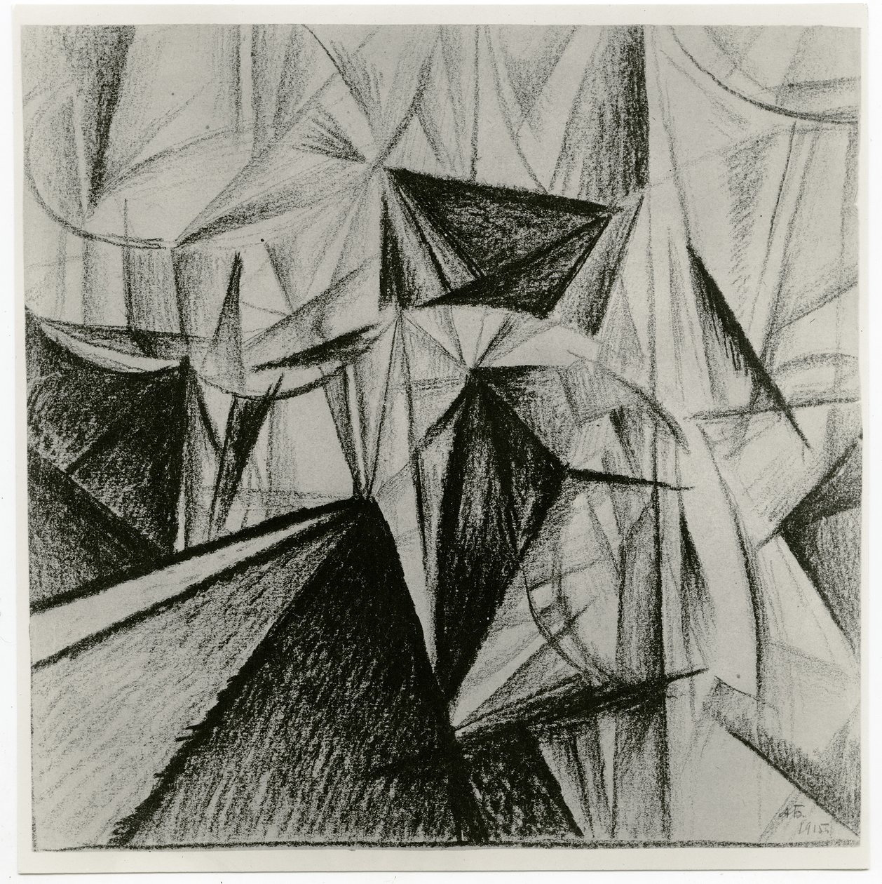 Rayonnistische Compositie (Ritmische Compositie), 1915 door Alexander Bogomazov