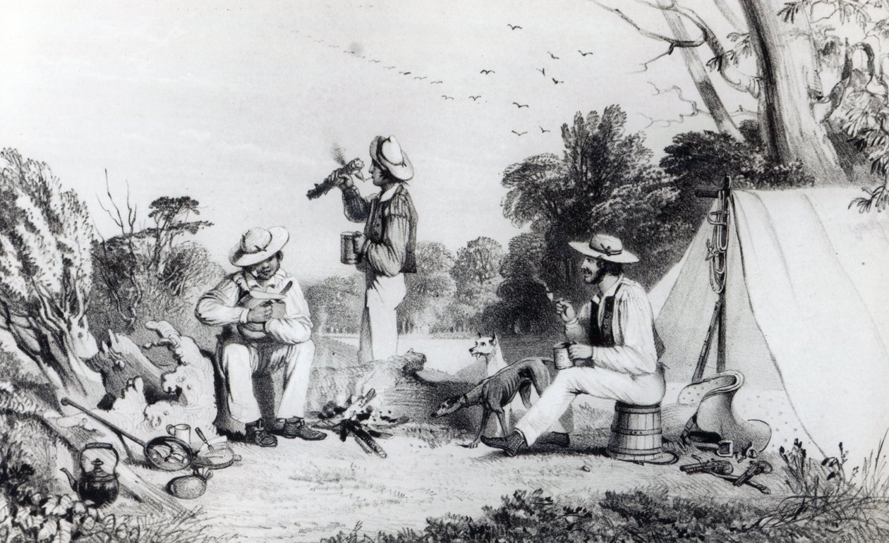 Een verkenningspartij op zoek naar geschikt land voor een schapenboerderij, c.1847 door Alexander Denistoun Lang