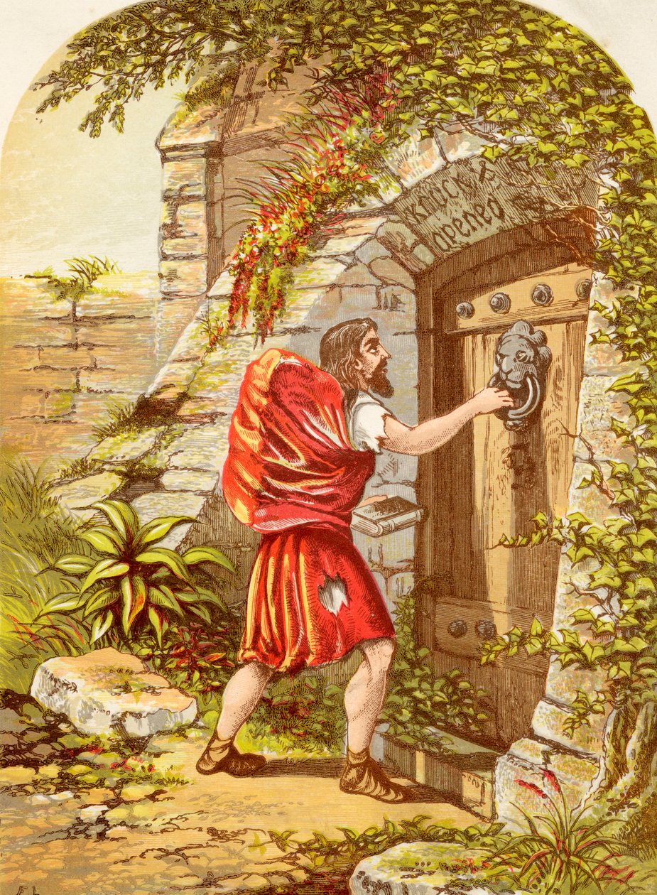Christen bij de poort, uit De Pelgrimsreis van John Bunyan, gepubliceerd ca. 1880 door Alexander Francis Lydon