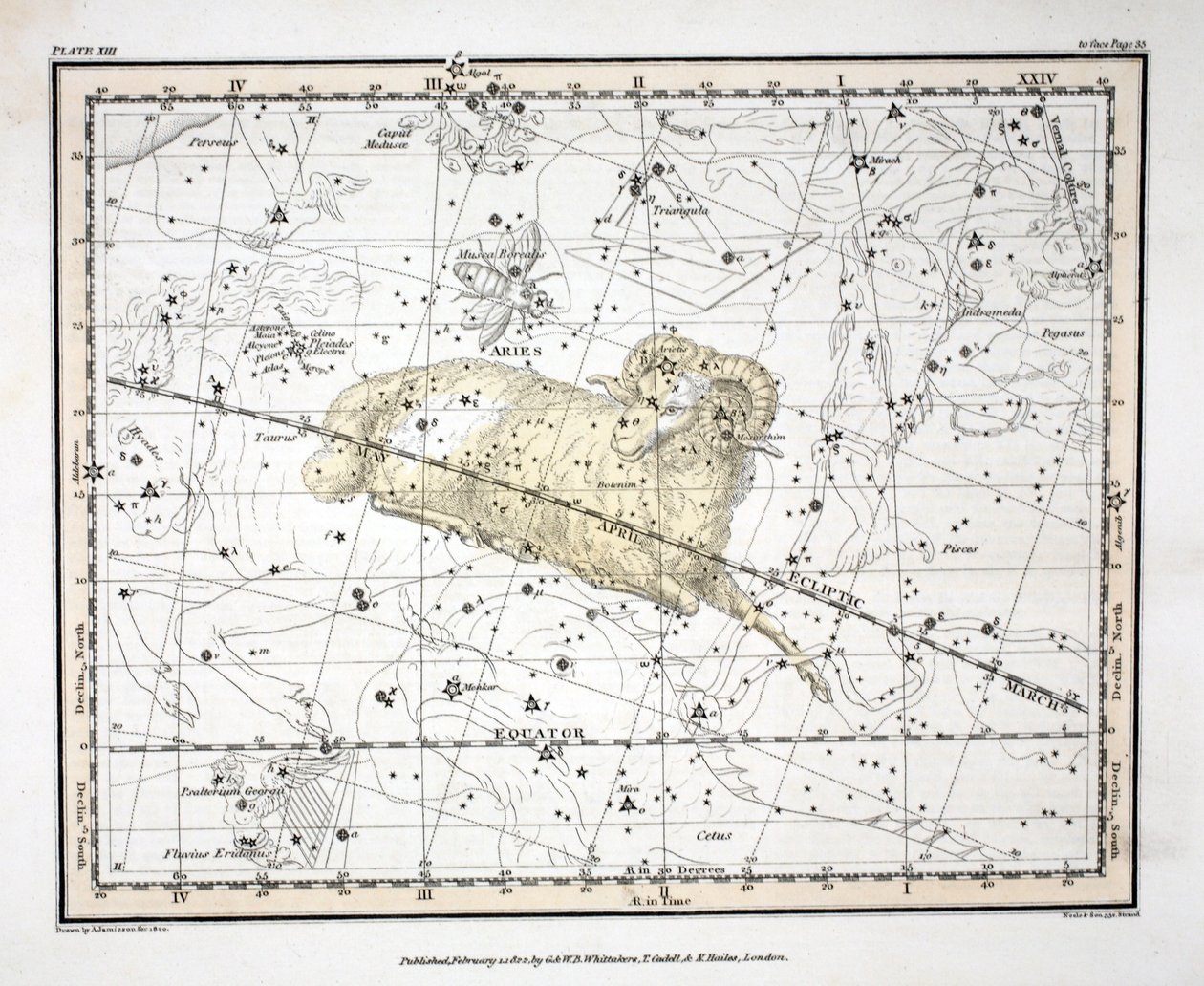 De Sterrenbeelden (Plaat XIII) Aries en Musca Borealis, uit 