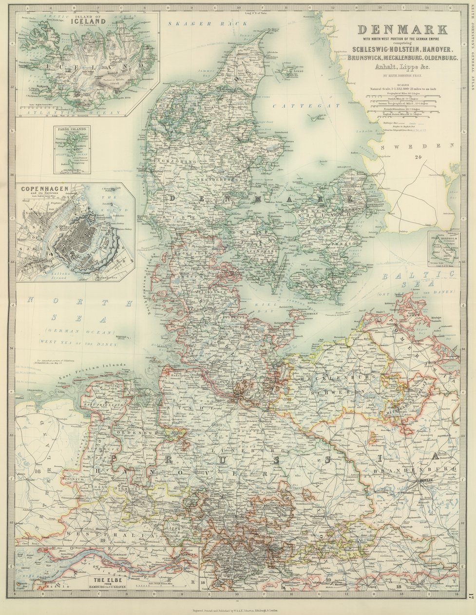 Denemarken met noordwestelijk deel van het Duitse Rijk door Alexander Keith Johnston