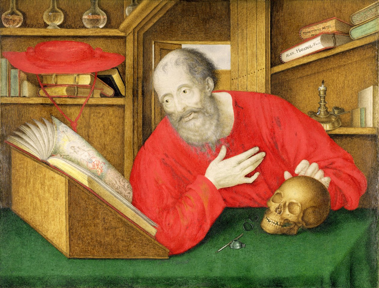 St. Hiëronymus in zijn studeerkamer door Alexander Marshal