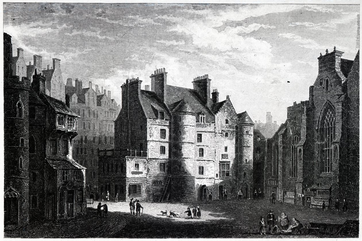 Oude Tolbooth, Edinburgh, gegraveerd door Edward Finden door Alexander Nasmyth