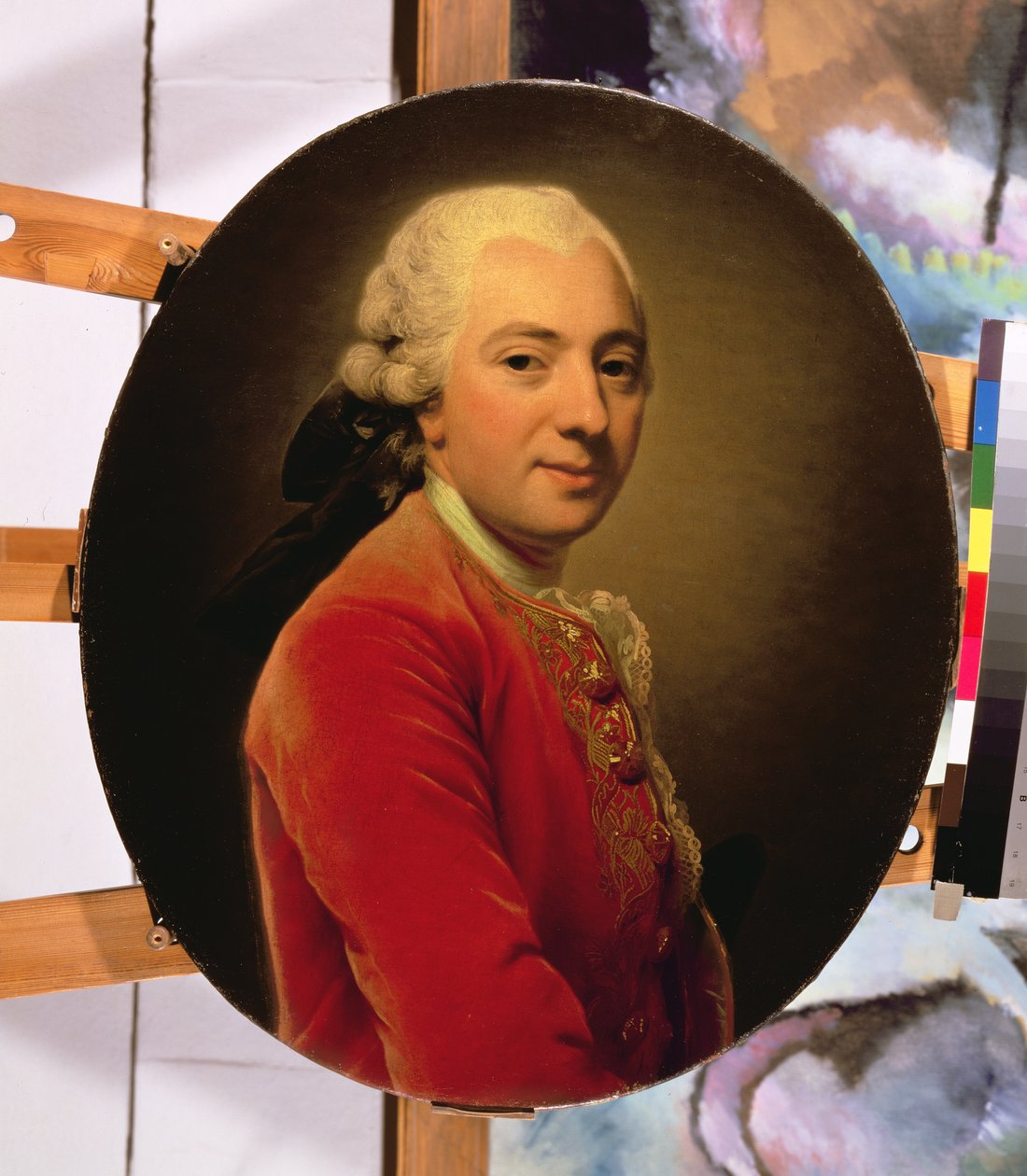 Portret van een Man in een Rode Kaftan door Alexander Roslin
