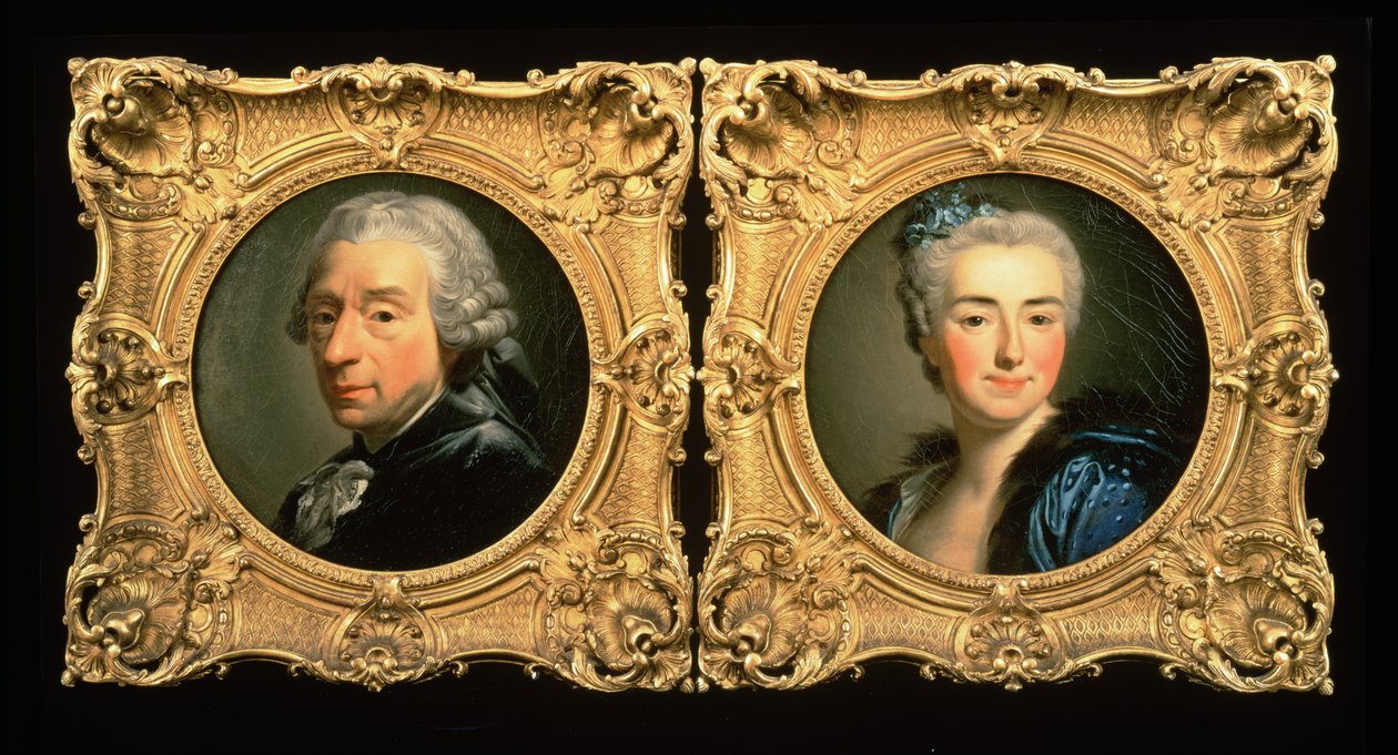 Portretten van Francois Boucher (1703-70) en zijn vrouw Marie-Jeanne Buseau door Alexander Roslin