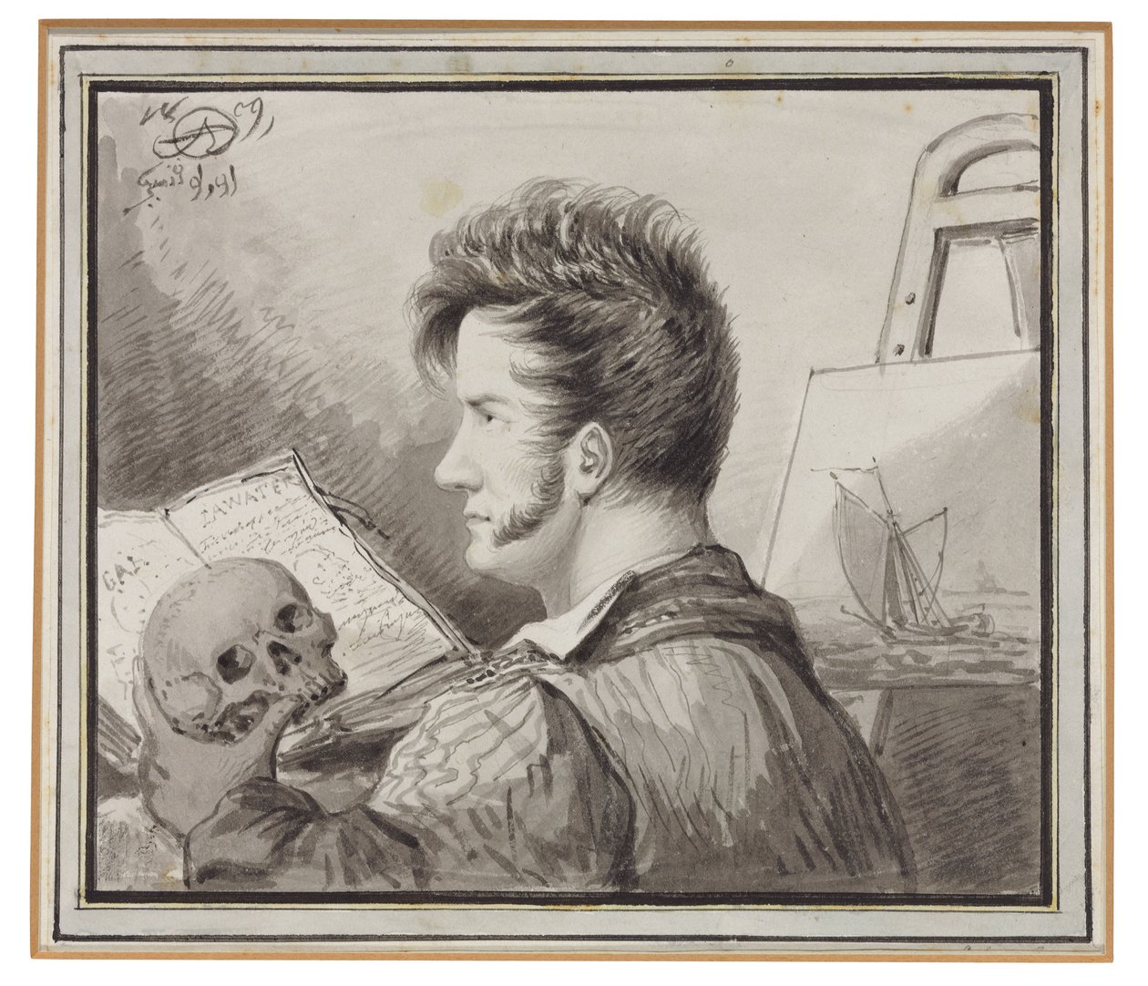 Zelfportret als Jonge Man met Schedel door Alexander Orlowski